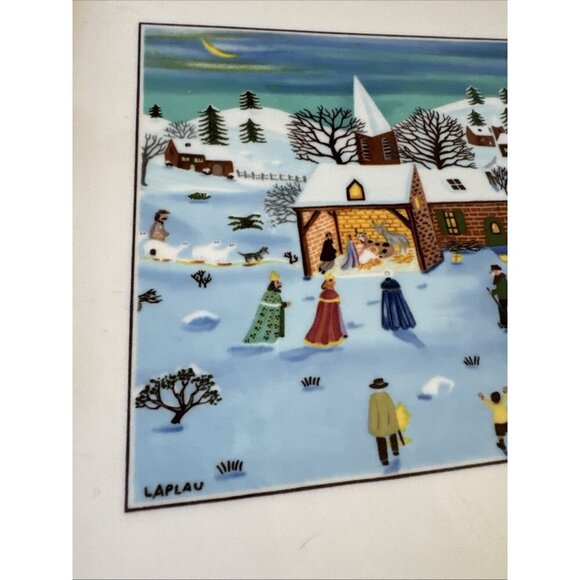 Villeroy & Boch Naif Christmas Square Handled Cake Plate Luxembourg 8" - Picture 2 of 12